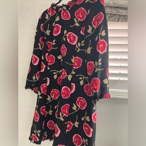 Kate Spade Black Dress with Red Floral Pattern
